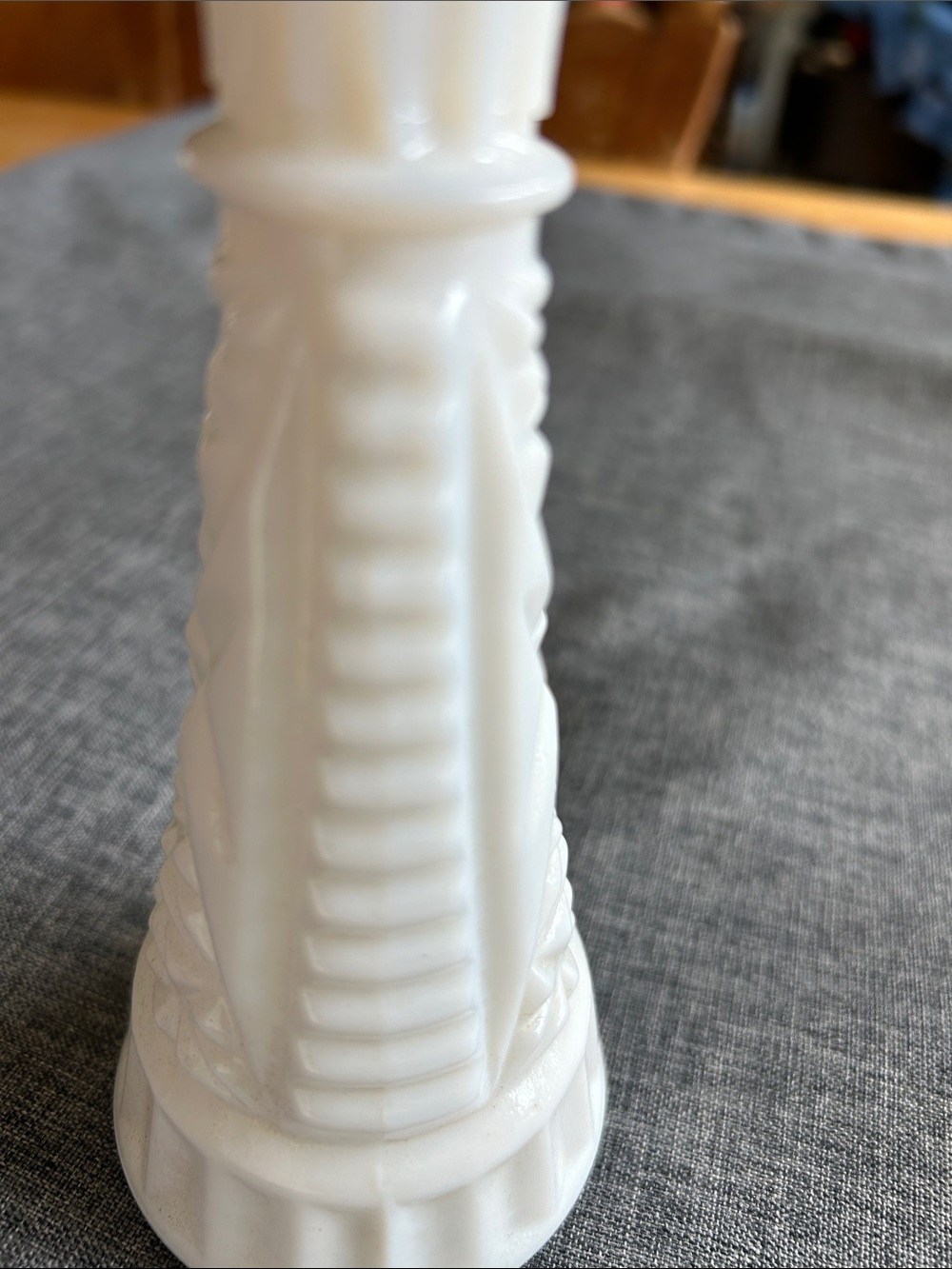 Vintage Milk Glass Bars and Stars Bud Vase.